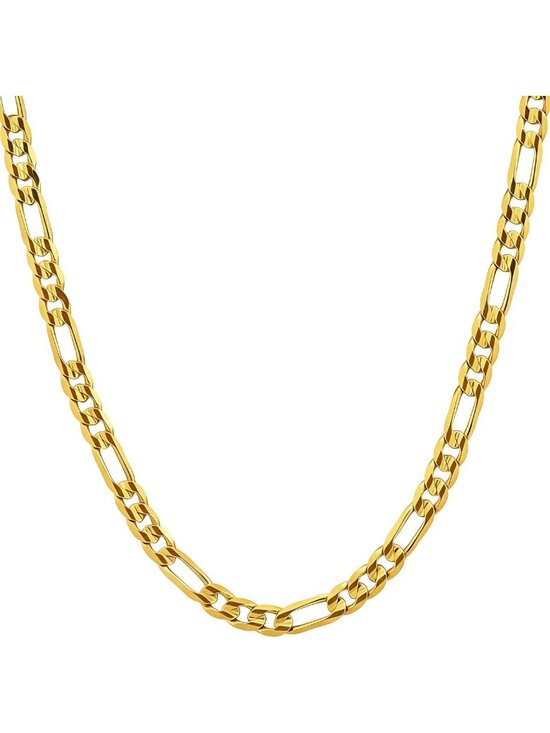 4mm Gold Figaro Necklace for Men & Women - 24k Real Gold Plated Chain, Lifetime
